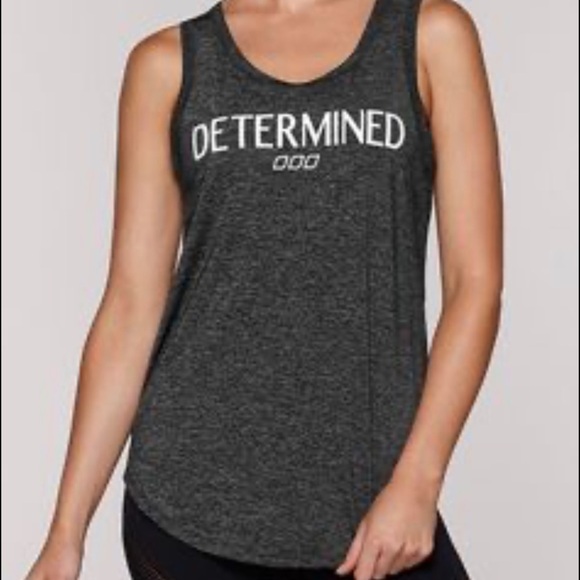 Lorna Jane “Determined” Heathered Gray Size S Athletic Workout Gym Tank Top NWOT - Picture 1 of 11
